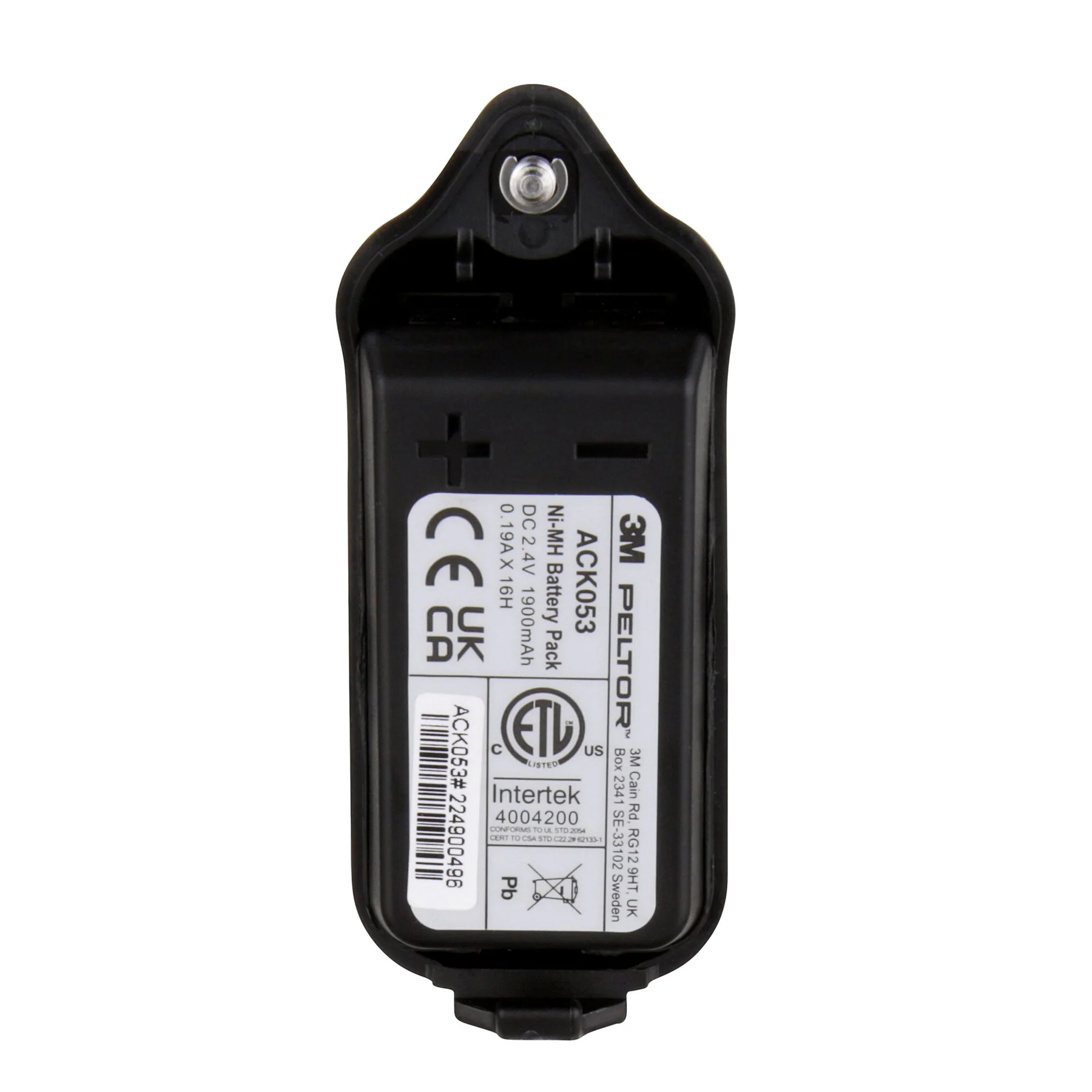 3M PELTOR ACK053 1900mAh rechargeable NiMH headset battery pack, genuine 3M replacement part 7100075338