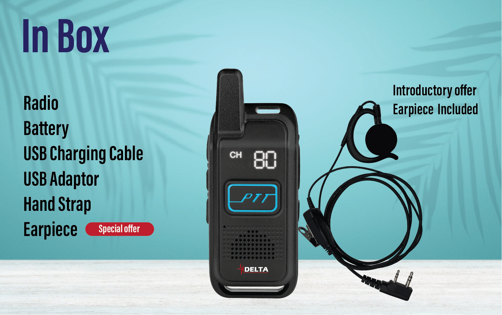 Delta Mini Commercial/UHF Portable Twoway Radio Radio Industries