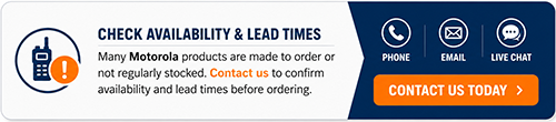 Contact Radio Industries by phone, email or live chat to confirm product availability, stock levels and lead times before placing your order.